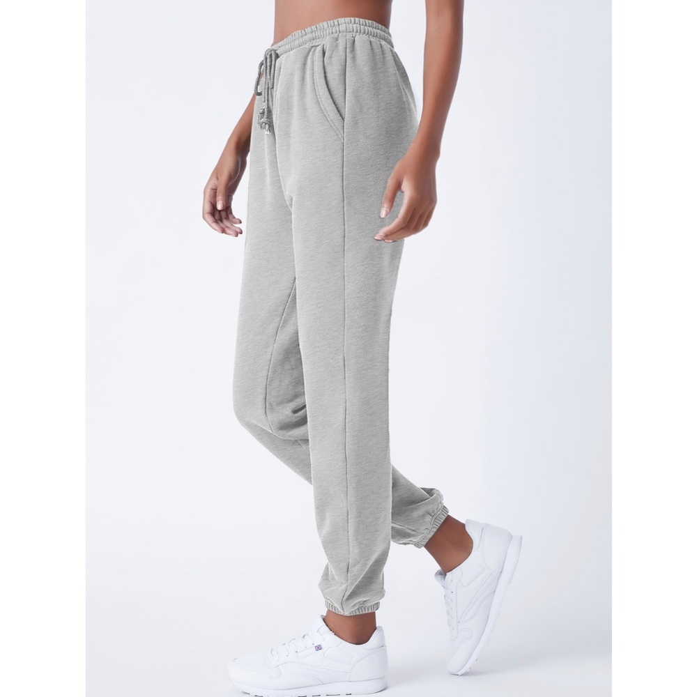 Gray Fleece Joggers Drawstring and Pockets - Picture 3 of 8